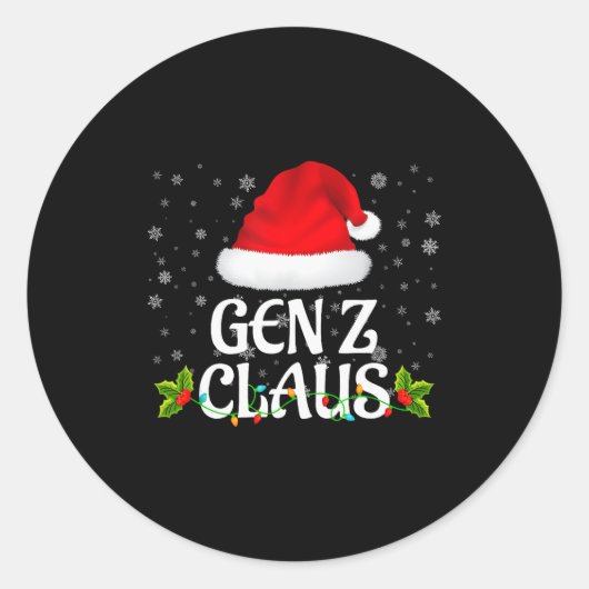Gen Z Claus Christmas Lights Santa Pajama Family M Runder Aufkleber (Vorderseite)