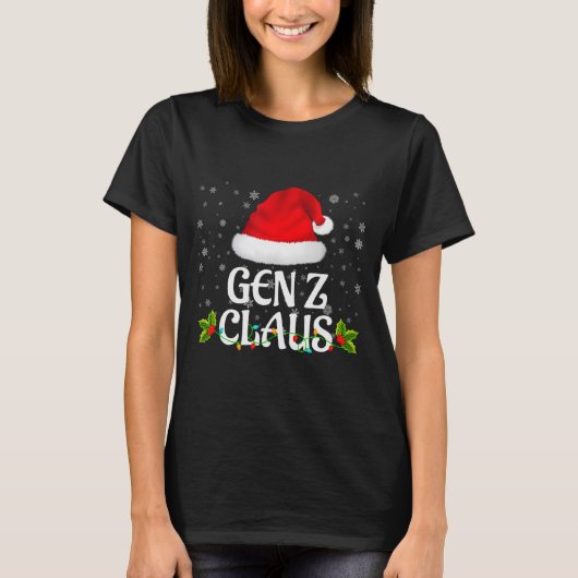 Gen Z Claus Christmas Lights Santa Pajama Family M T-Shirt (Vorderseite)