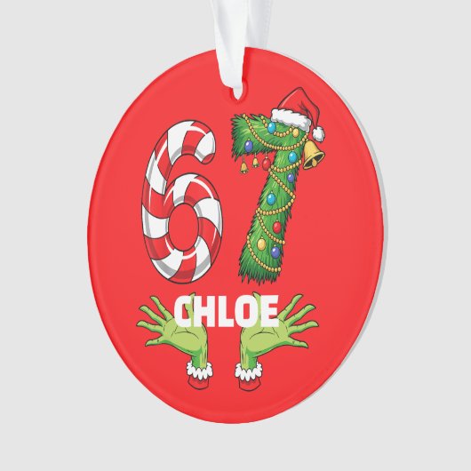 Gen Z “Six Seven” Ornament – Customizable Festive (Vorderseite)