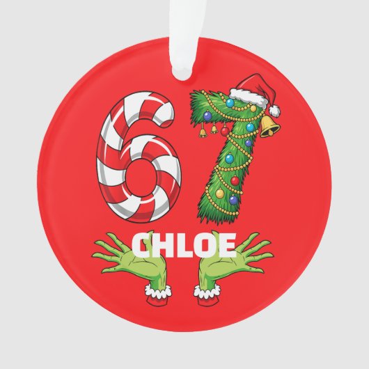 Gen Z “Six Seven” Ornament – Customizable Festive (Vorderseite)