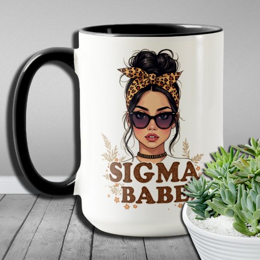 Gen Z Vibes Sigma Babe GenZ Leopard Messy Bun Tasse