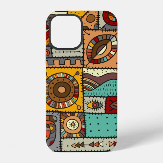 Genähte Stoffstücke im Patchwork-Stil. Ethnisch iPhone Hülle (Rückseite)