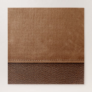 Genähtes Leder: grau, schwarzer Hintergrund. Puzzle