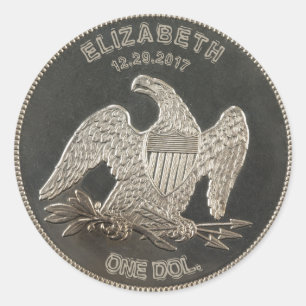 Genanntes Silver 1865 Dollar Runder Aufkleber
