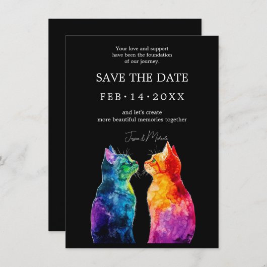 "Genau Ihre: Eine Rainbow-Liebe-Story RSVP-Karte Save The Date (Vorne/Hinten)