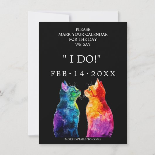 "Genau Ihre: Eine Rainbow-Liebe-Story RSVP-Karte Save The Date (Vorderseite)