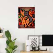 Genau Spuk: Katzen und Kürbis zu Halloween Poster (Heimbüro)