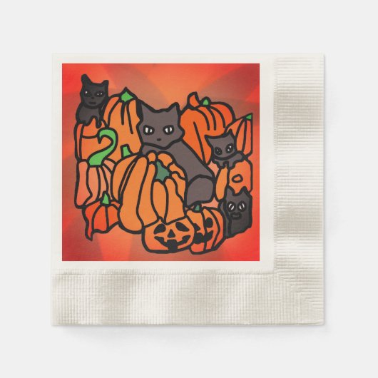 Genau Spuk: Katzen und Kürbis zu Halloween Serviette (Vorderseite)