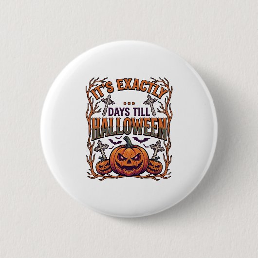 Genau Tage bis Halloween Kürbislaterne Fledermäuse Button (Vorderseite)