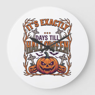 Genau Tage bis Halloween Kürbislaterne Fledermäuse Große Wanduhr