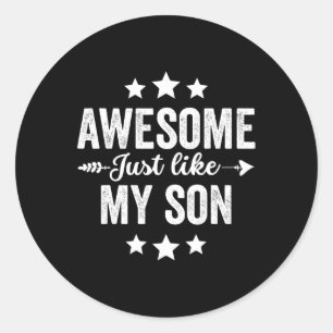 Genau wie mein Sohn Lustiger Vatertag Dad Mom Vint Runder Aufkleber