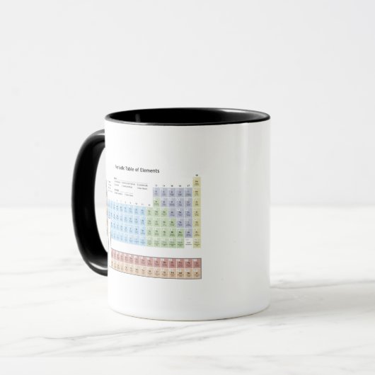 Genaue Illustration der periodischen Tabelle Tasse (Vorderseite Links)