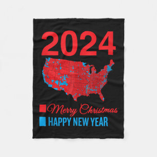 Genaue Wahlkarte Frohe Weihnachten glücklich New Y Fleecedecke