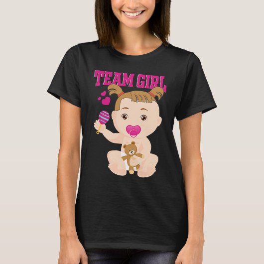 Gender Announcement  Team Girl Baby Party Reveal P T-Shirt (Vorderseite)