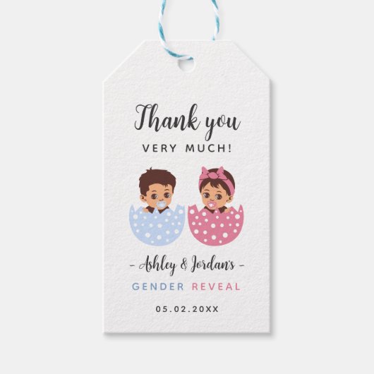 Gender-Aufdeckung bei gecrackten Eiern Danke, Gesc Geschenkanhänger (Vorderseite)