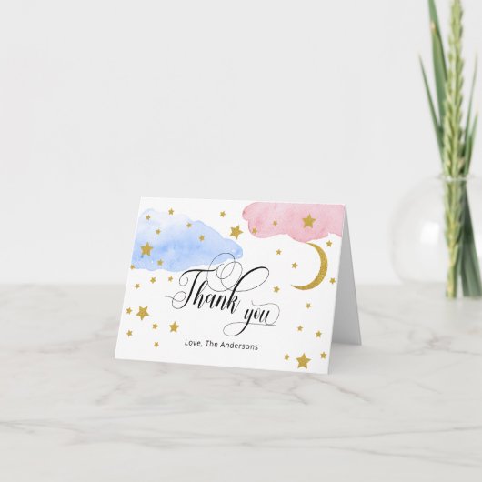 Gender-Bericht von Moon and Stars Dankeskarte (Vorderseite)