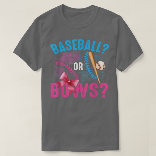 Gender-Enthüllung Baseball oder Bows rosa Blu-zio- T-Shirt (Design vorne)