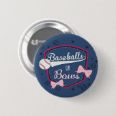 Gender-Enthüllung - Baseballs oder Bows Button (Vorne & Hinten)