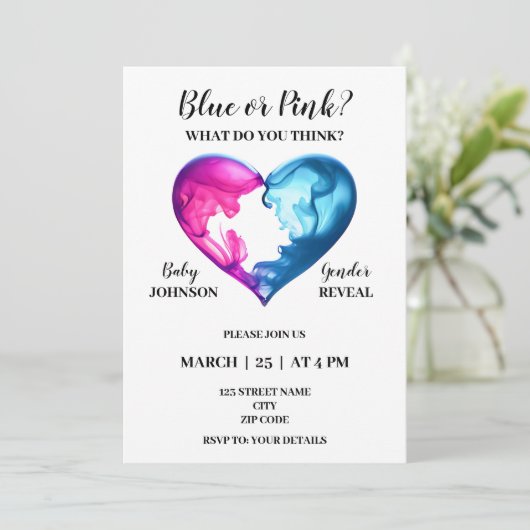 Gender-Enthüllung Einladung (Stehend Vorderseite)