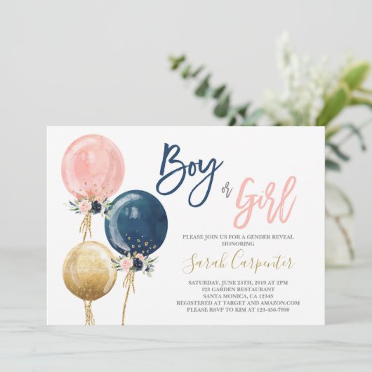 Gender-Enthüllung Einladung (Stehend Vorderseite)