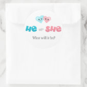 Gender-Enthüllung, was er oder sie sein wird Runder Aufkleber (Tasche)