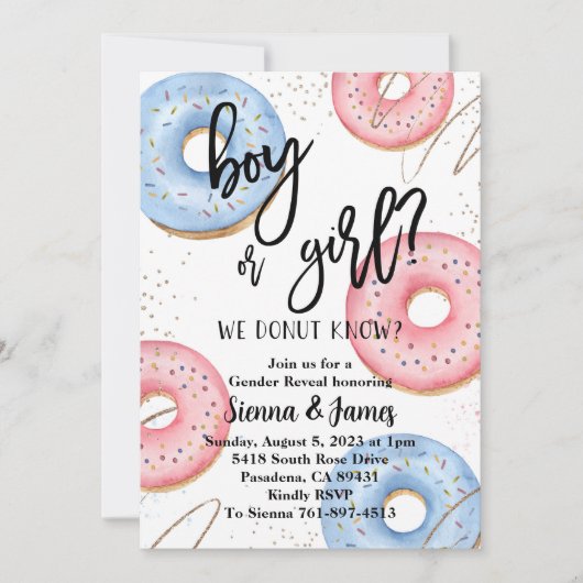 Gender-Enthüllung, wir wissen nicht, rosa oder bla Einladung (Vorderseite)
