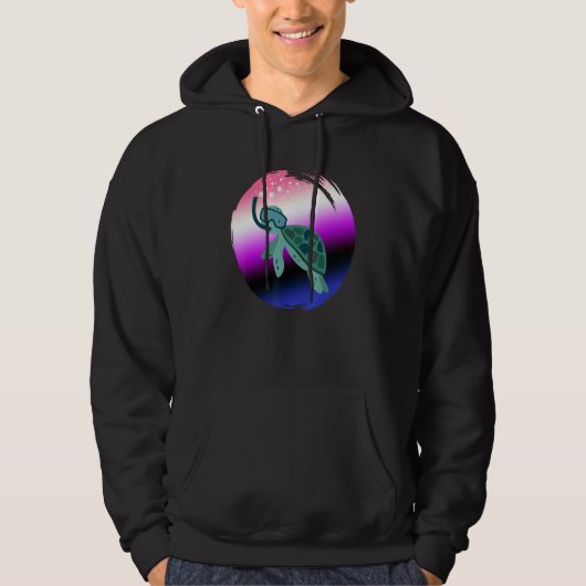 Gender Fluid Flag Turtle Sunglasses LGBT Genderflu Hoodie (Vorderseite)