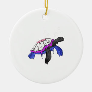 Gender-Fluid-Stolzflagge Meeresschildkröte Dezent Keramik Ornament