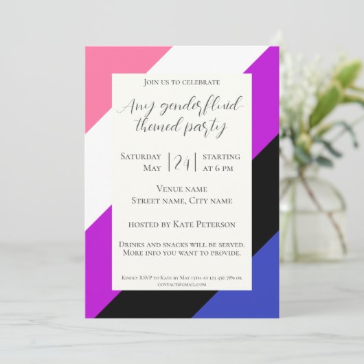 Gender Flüssigkeit quee Flagge Party feierlich I E Einladung (Stehend Vorderseite)