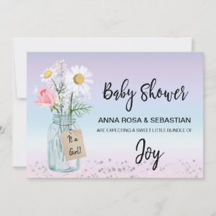 *~* Gender Mason Jar Floral Rustic Baby Dusche  Einladung
