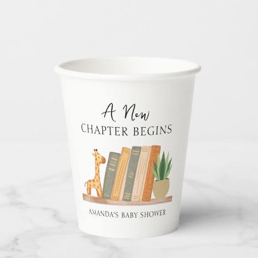 Gender Neutral A New Chapter Begins Baby Shower Pappbecher (Vorderseite)