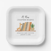 Gender Neutral A New Chapter Begins Baby Shower Pappteller (Vorderseite)