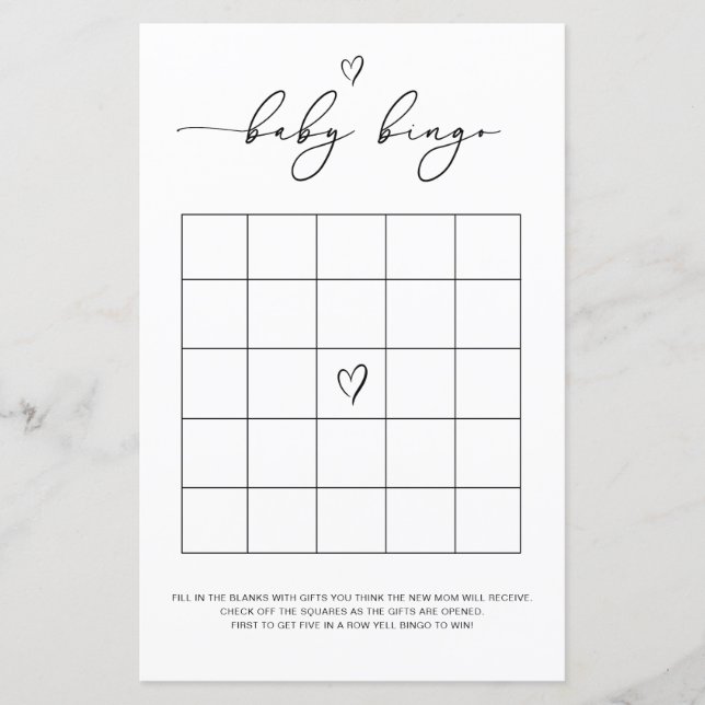 Gender Neutral Baby Bingo Game (Vorderseite)