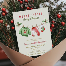 Gender neutral baby clothes Merry Little Christmas Einladung