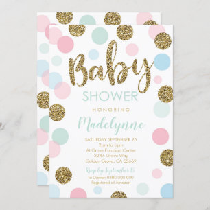 Gender Neutral Baby Dusche Einladung Confetti