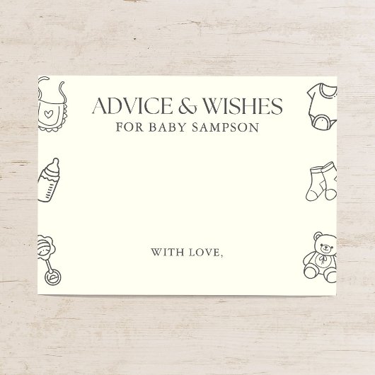 Gender Neutral Baby Shower Advice and Wishes Begleitkarte