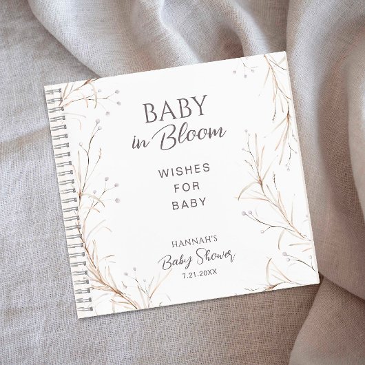 Gender-Neutral Boho Baby in Bloom Wishes for Baby Notizblock