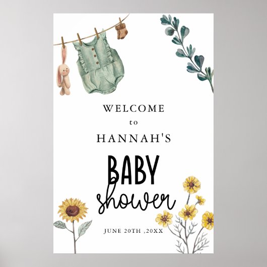 Gender Neutral Boho Baby Shower Welcome Sign Poster (Vorne)