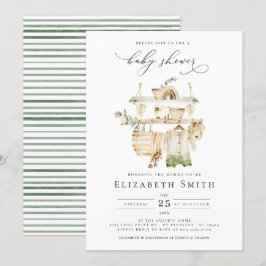 Gender Neutral Boho Greenery Rustic Baby Shower Einladung
