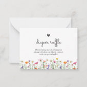 Gender Neutral Boho Wildflower Diaper Raffle Card Mitteilungskarte (Vorderseite)