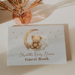 Gender Neutral Brown Teddy Bear Baby Shower Gästebuch