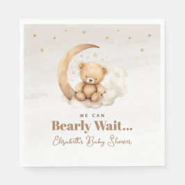 Gender Neutral Brown Teddy Bear Baby Shower Serviette