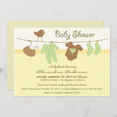 Gender Neutral Clothesline Kinderdusche Einladung (Vorne/Hinten)