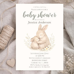 Gender Neutral Cottagecore Boho Bunny Baby Shower Einladung