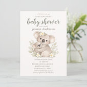 Gender Neutral Cottagecore Boho Koala Baby Shower  Einladung (Stehend Vorderseite)