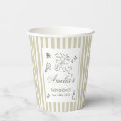 Gender Neutral doodle cupid Baby Shower Green Pappbecher (Rückseite)