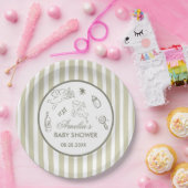 Gender Neutral doodle cupid Baby Shower Green Pappteller (Party)