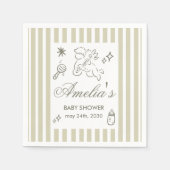 Gender Neutral doodle cupid Baby Shower Green Serviette (Vorderseite)