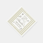 Gender Neutral doodle cupid Baby Shower Green Serviette (Ecke)