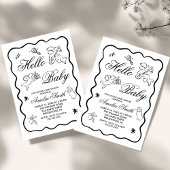 Gender Neutral doodle cupid Baby Shower Invitation Einladung